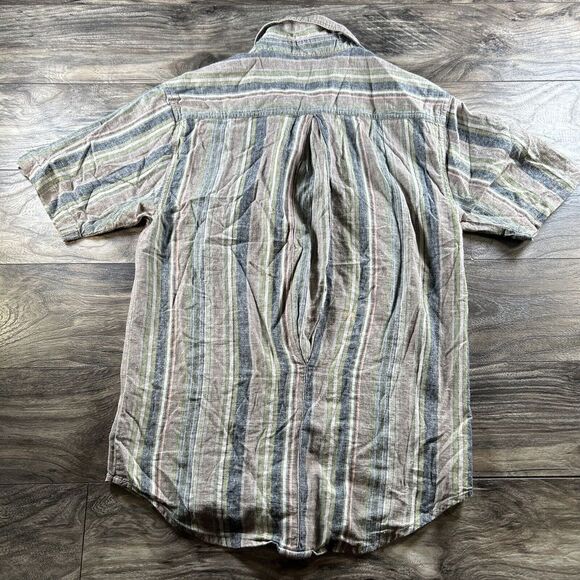 Vintage The Australian Outback Collection Shirt Mens Small Striped Hemp Y2K 90s - Picture 2 of 8